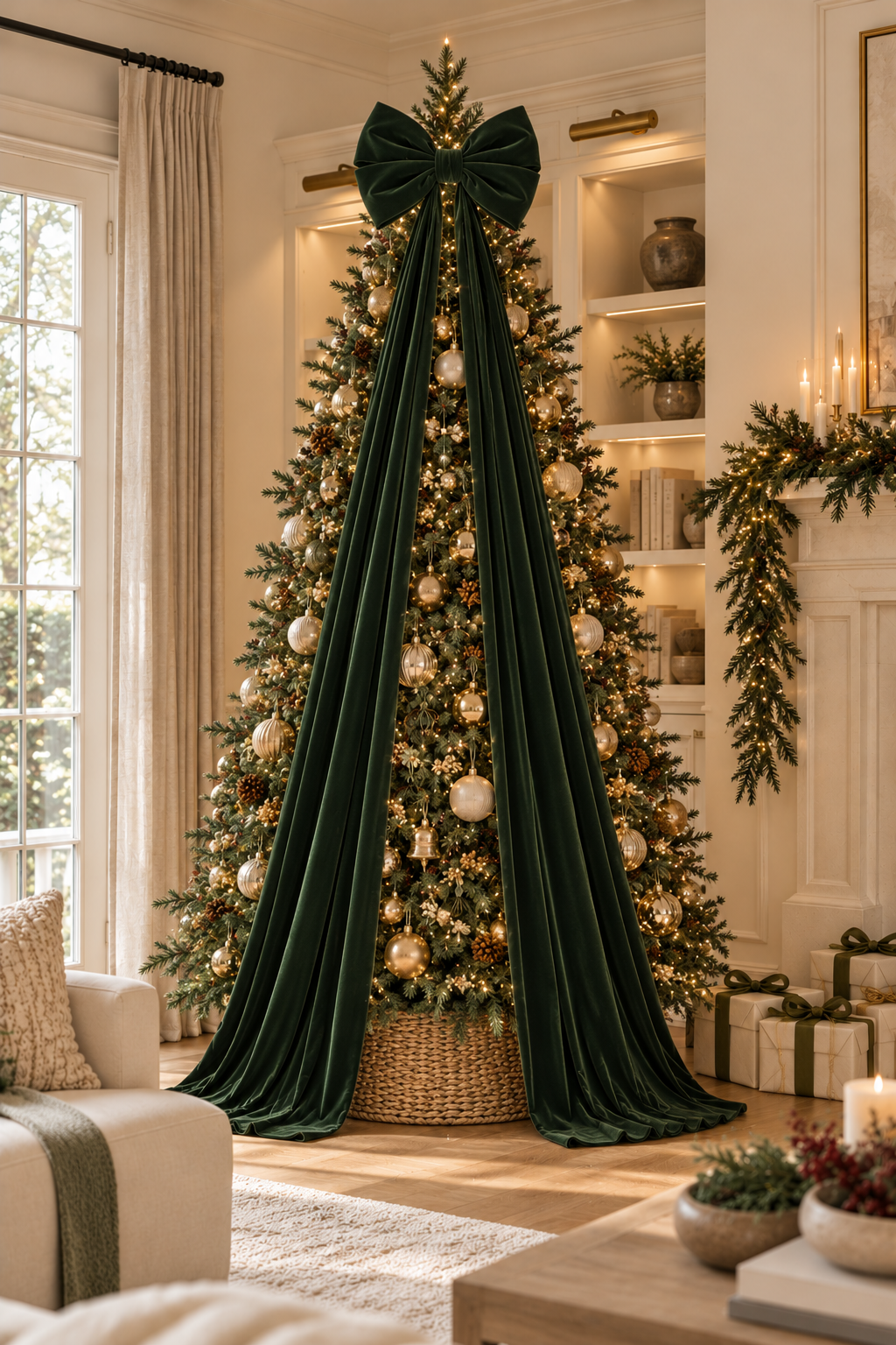 Extra Large Dark Green Christmas Tree Bow
