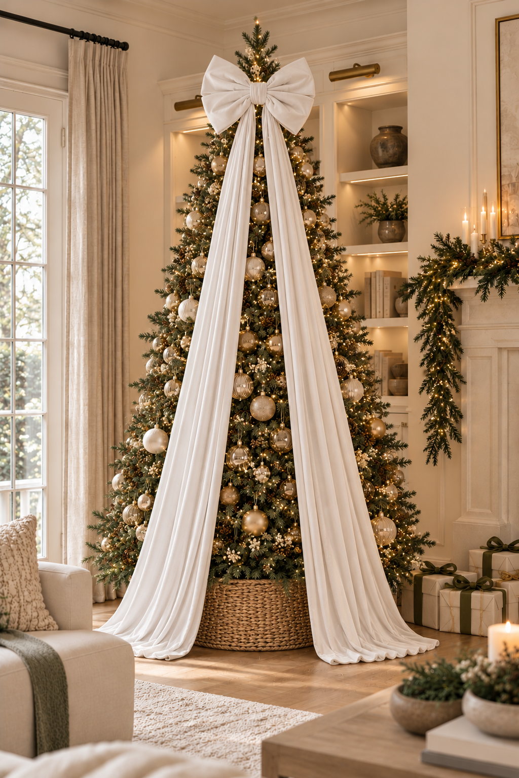 Extra Large White Christmas Tree Bow