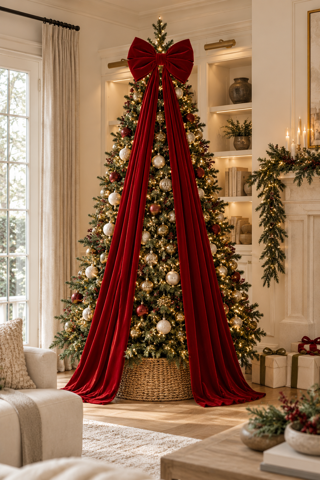 5.9ft X-Large Xmas Red Velvet Bow