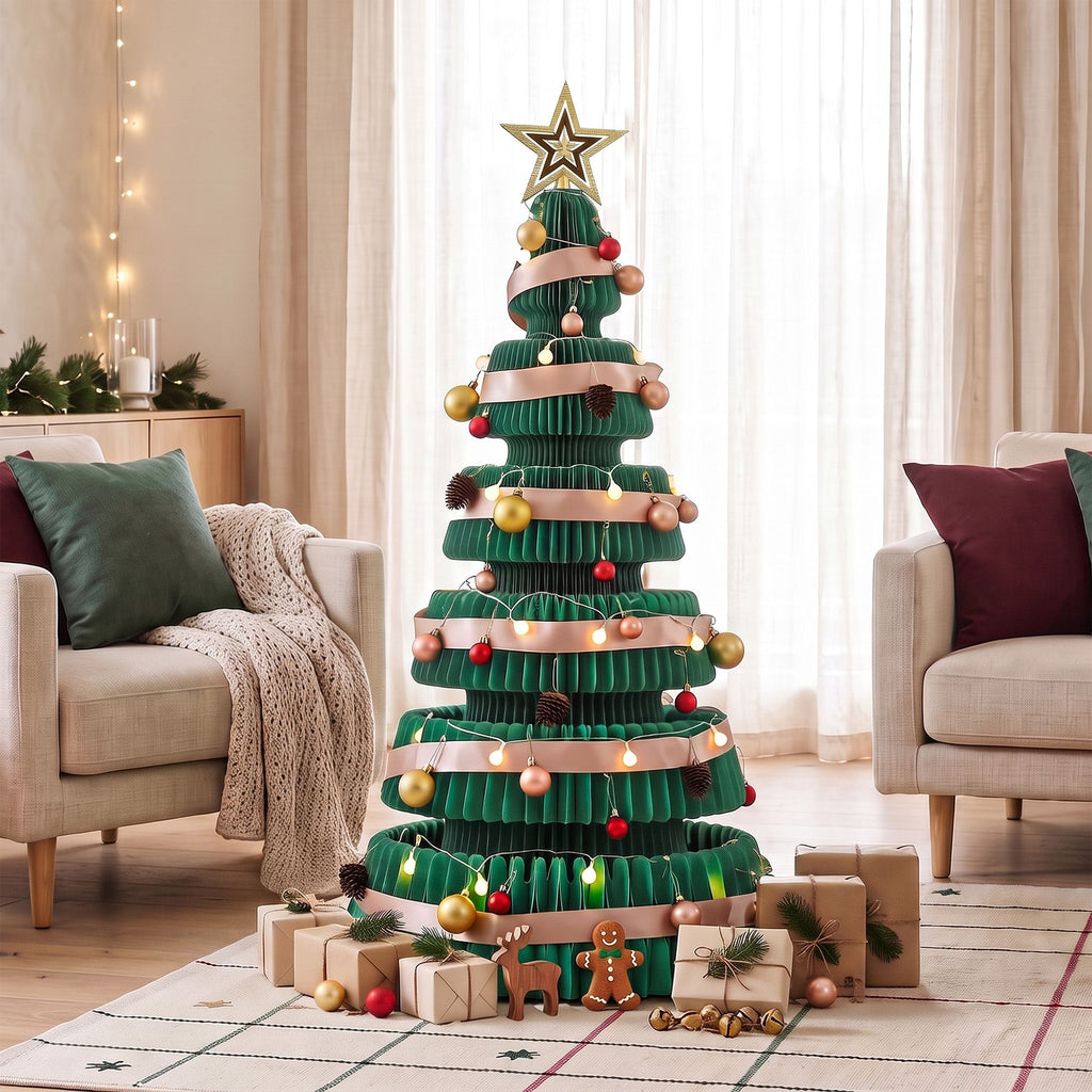 110cm Paper Christmas Tree with Decorations