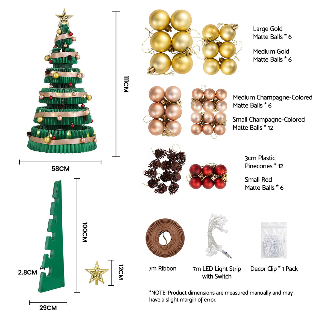 110cm Paper Christmas Tree with Decorations
