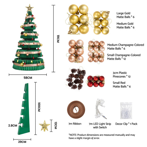 110cm Paper Christmas Tree with Decorations