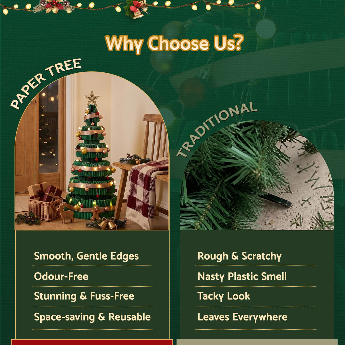 110cm Paper Christmas Tree with Decorations
