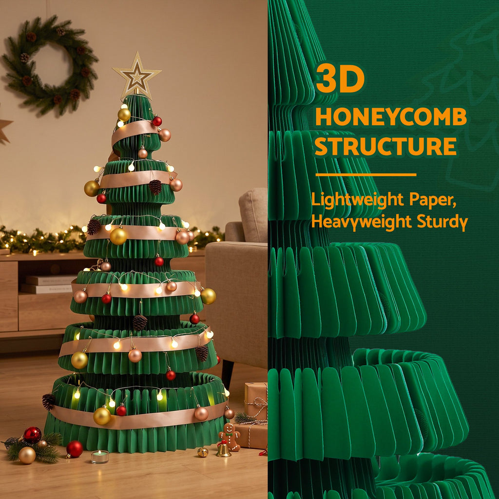 110cm Paper Christmas Tree with Decorations