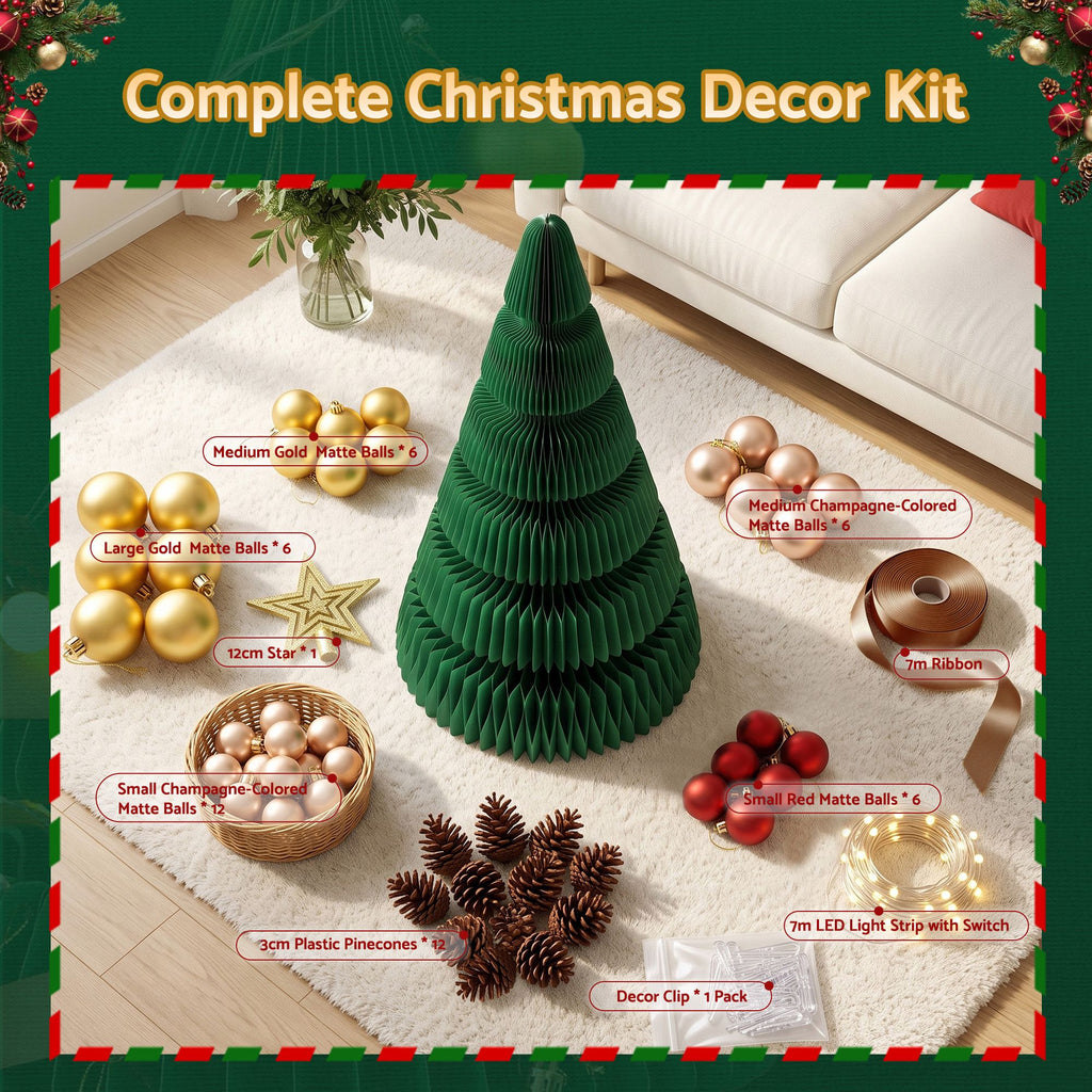 110cm Paper Christmas Tree with Decorations