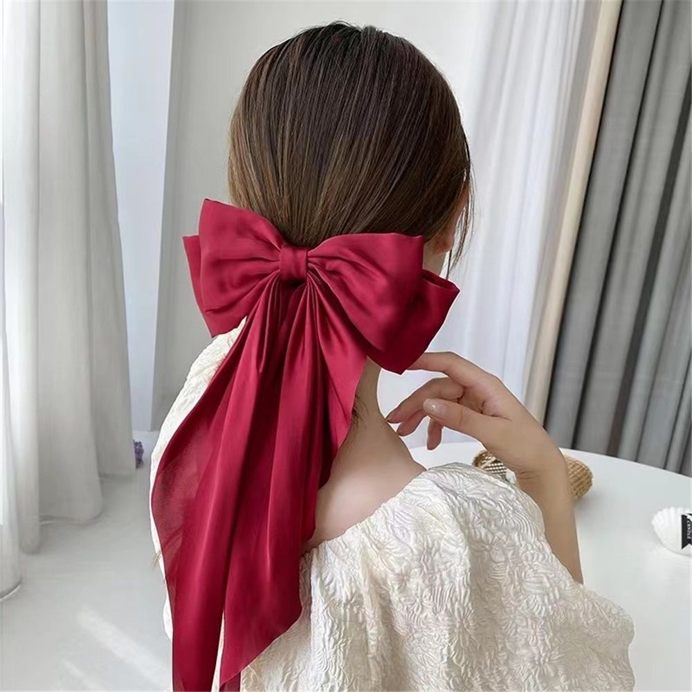 Satin Hair Bows for Women 5 Pack
