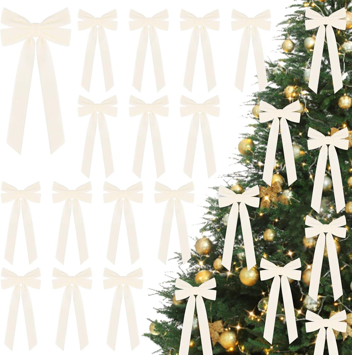 15 x Beige Velvet Bows