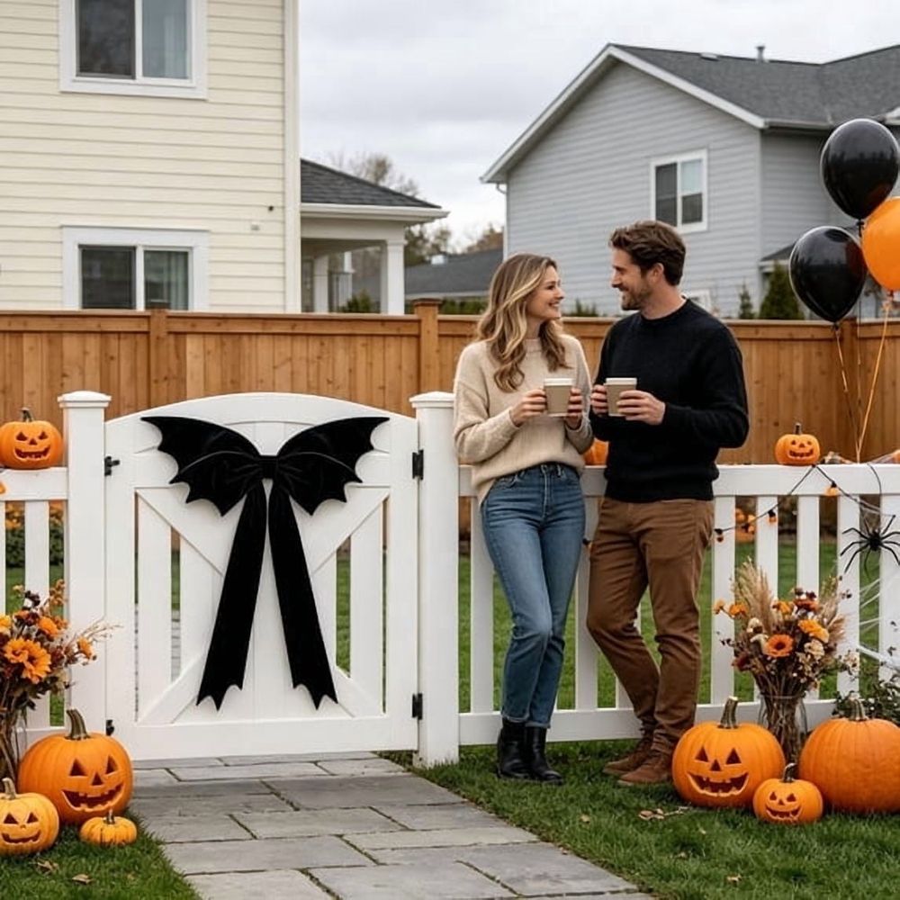 Large Halloween Black Bat Bow