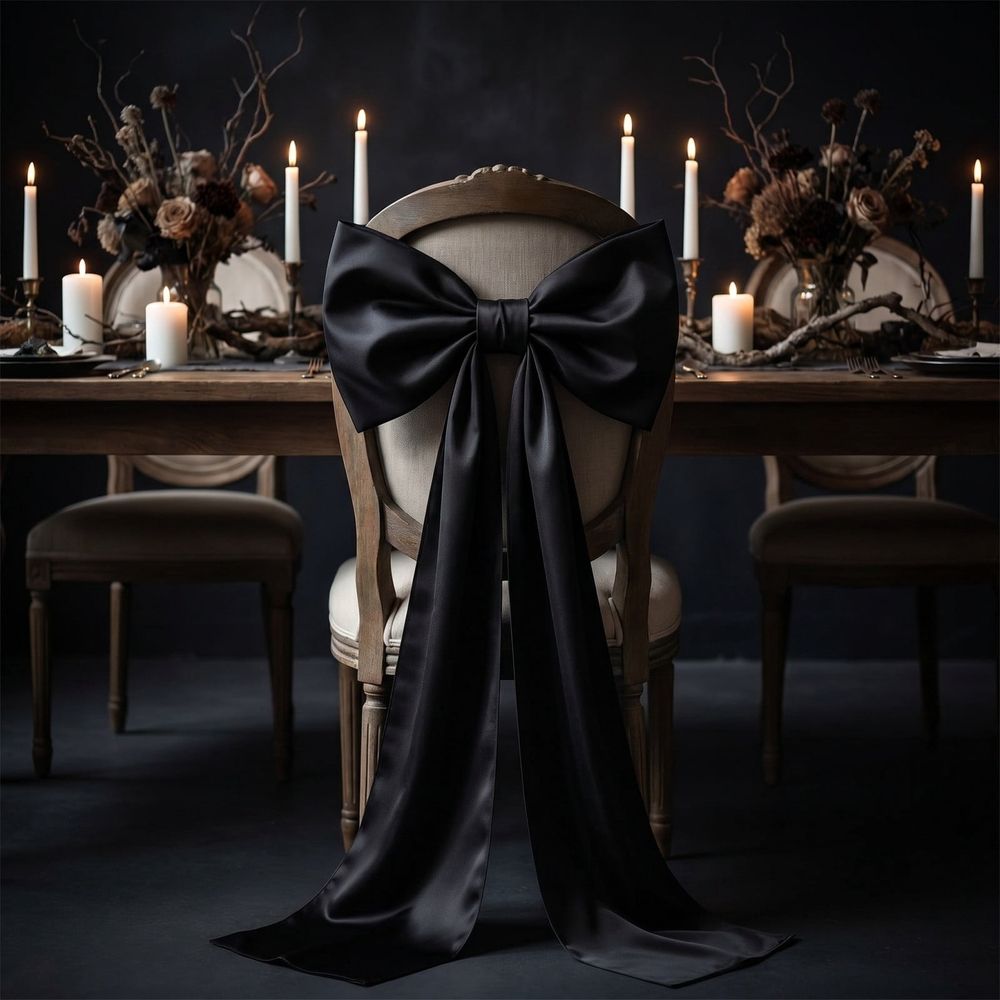 Large Black Satin Bow