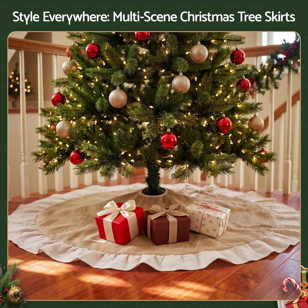 120cm Linen Christmas Tree Skirt