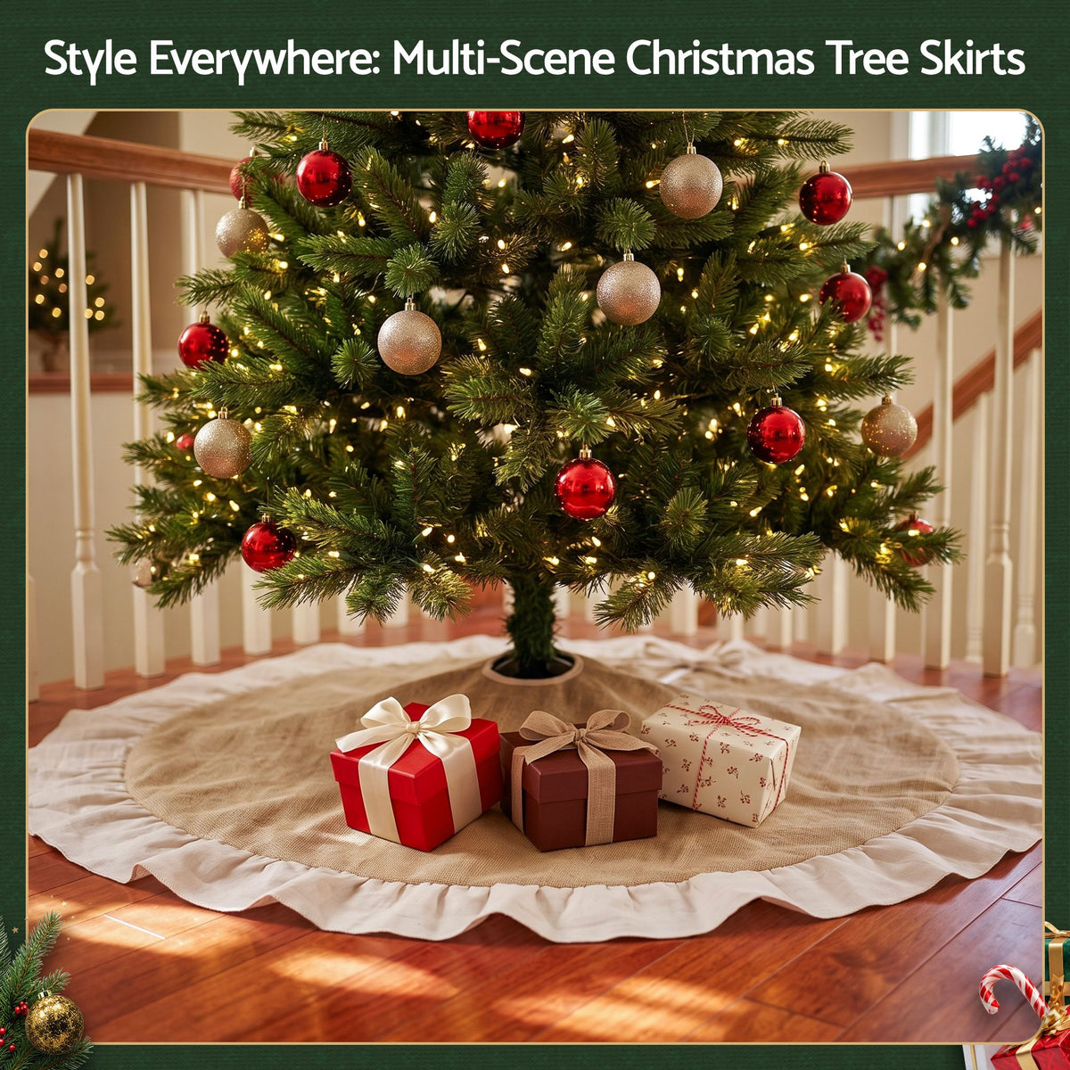 120cm Linen Christmas Tree Skirt