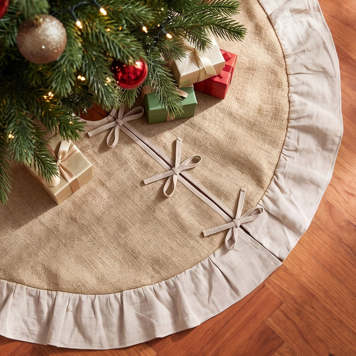 120cm Linen Christmas Tree Skirt