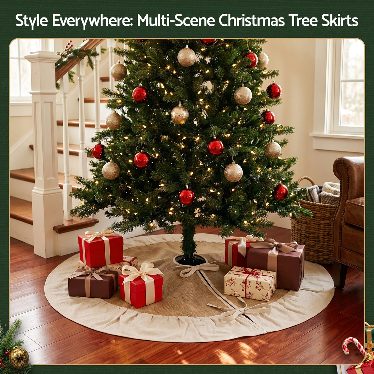 90cm Linen Christmas Tree Skirt