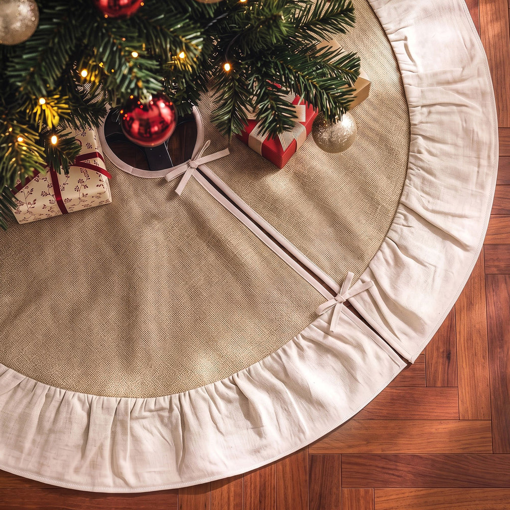 90cm Linen Christmas Tree Skirt