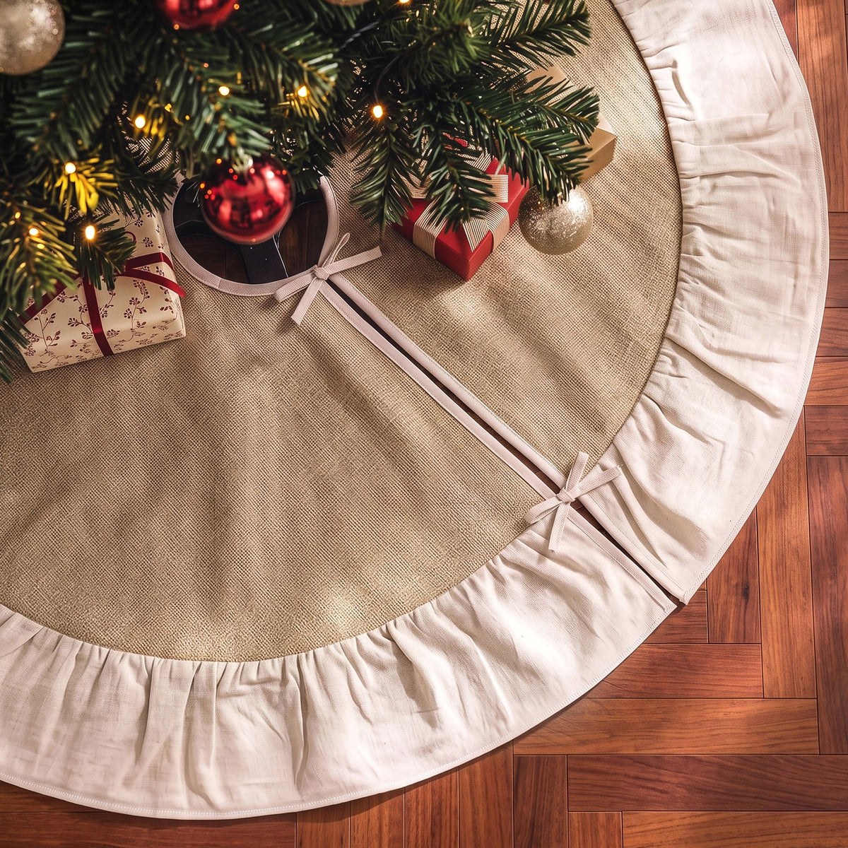 90cm Linen Christmas Tree Skirt